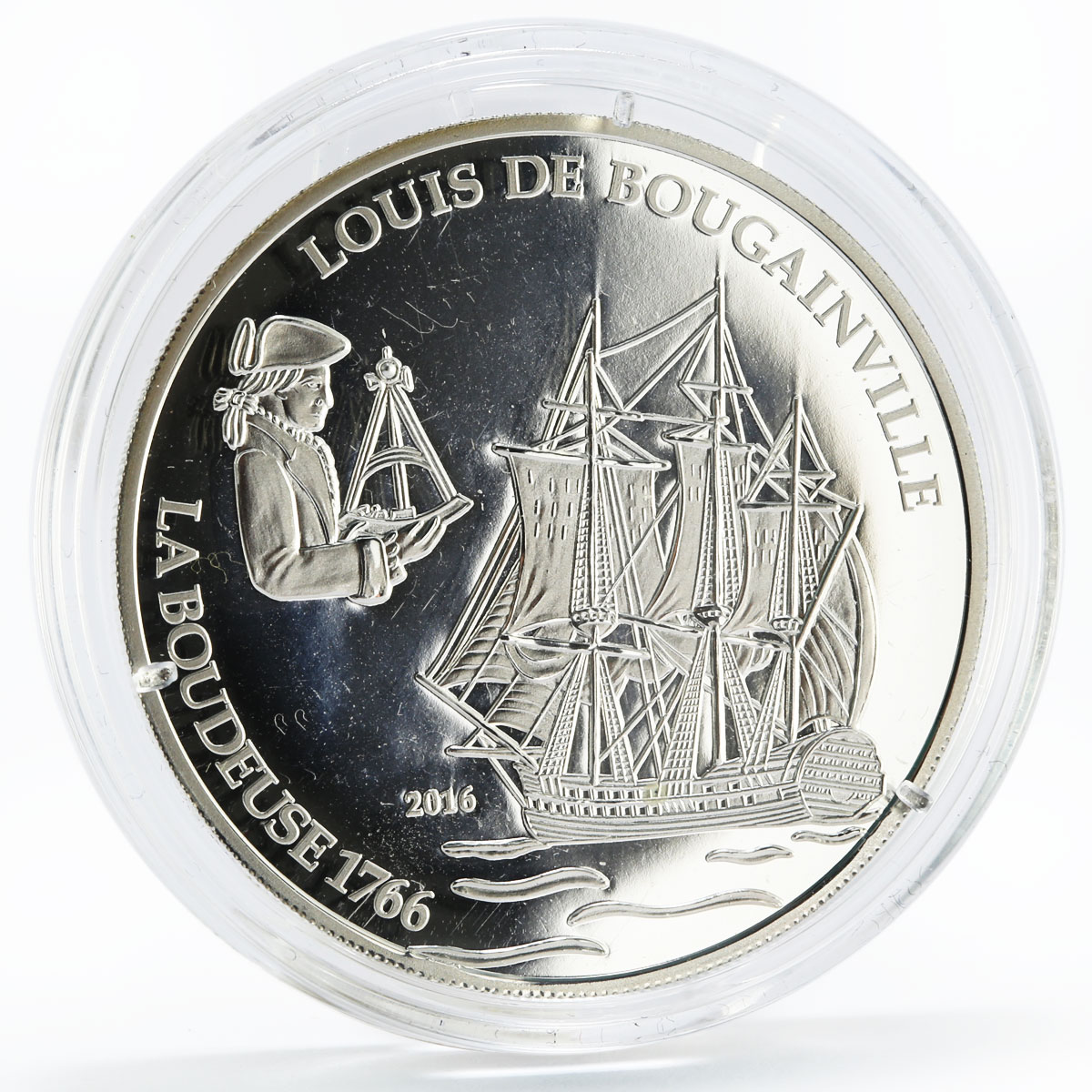 Chad 1000 francs History of Ships series La Boudeuse proof silver coin 2016
