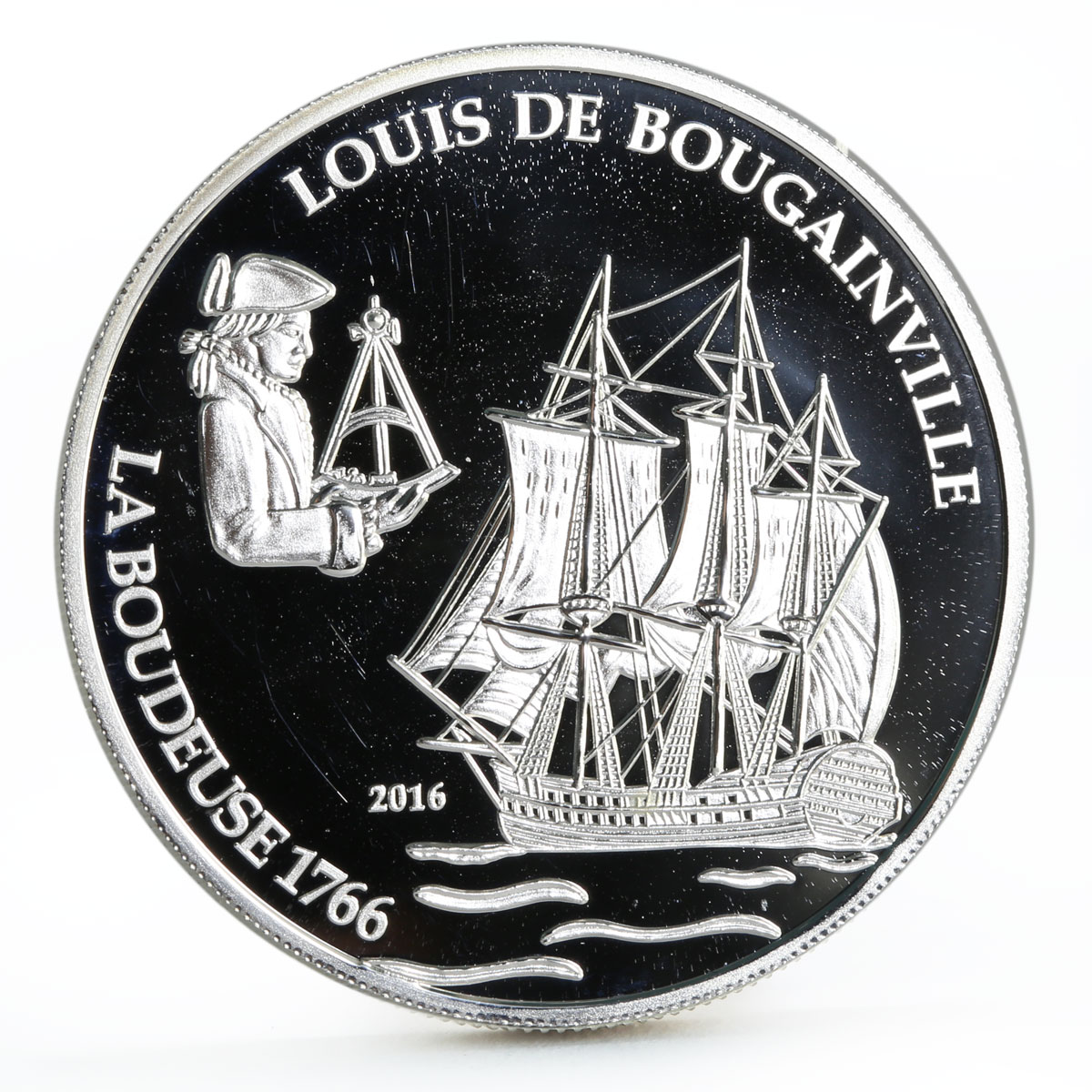 Chad 1000 francs History of Ships series La Boudeuse proof silver coin 2016