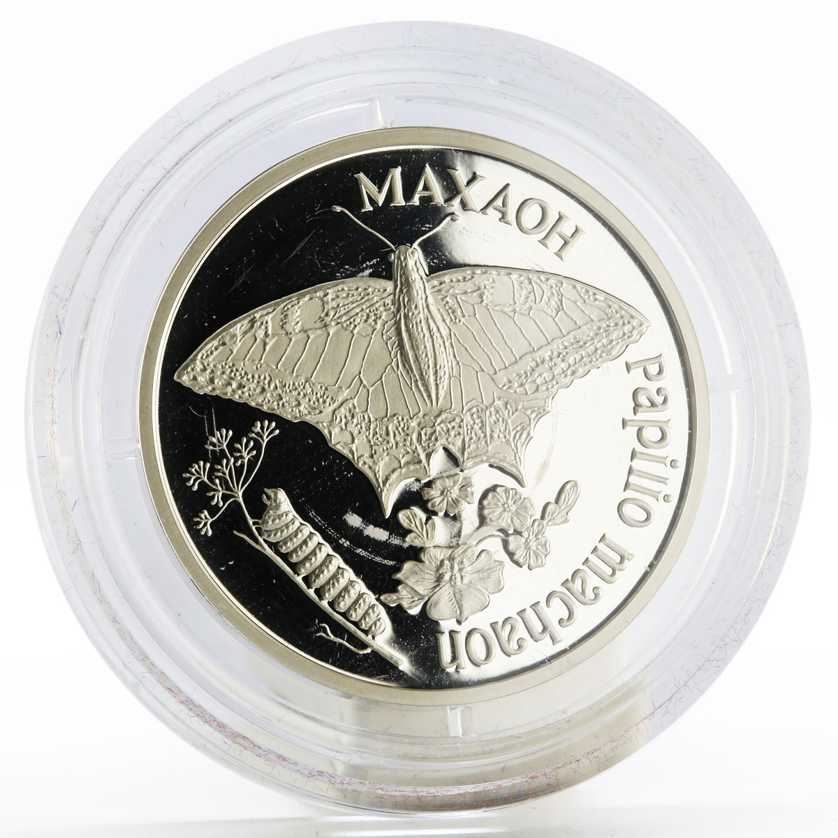 Transnistria 100 rubles Local Red Book Machaon Butterfly Fauna silver coin 2006