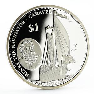 Solomon Islands 1 dollars Henry the Navigator series Caravel silver coin 2018