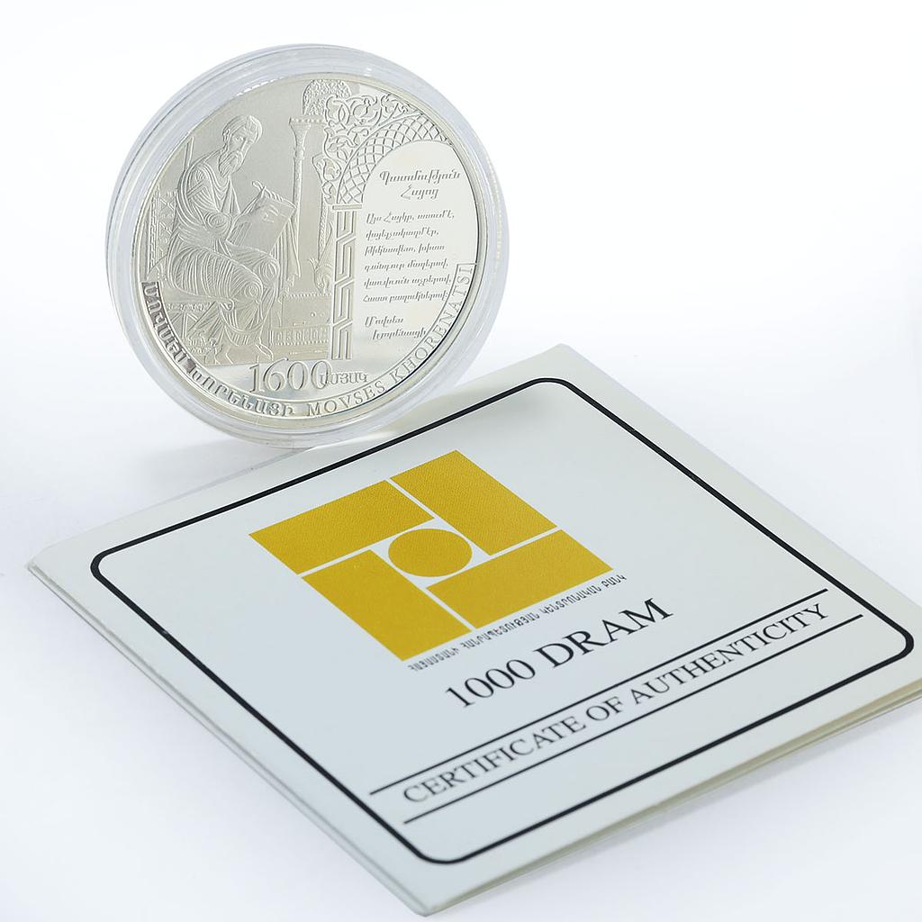 Armenia 1000 dram 1600th Anniversary of Movses Khorenatsi proof silver coin 2010