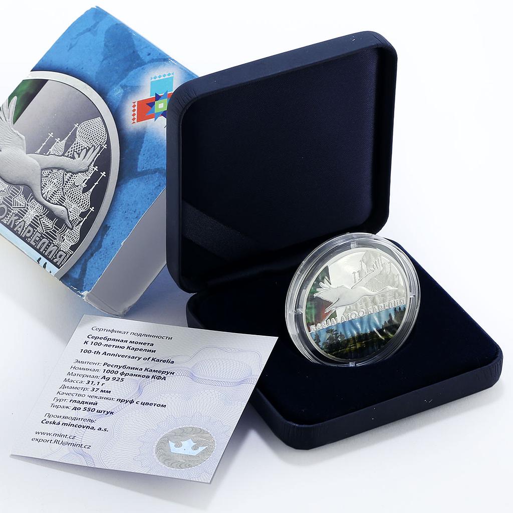 Cameroon 1000 francs 100th Anniversary of Karelia Flying Goose silver coin 2019