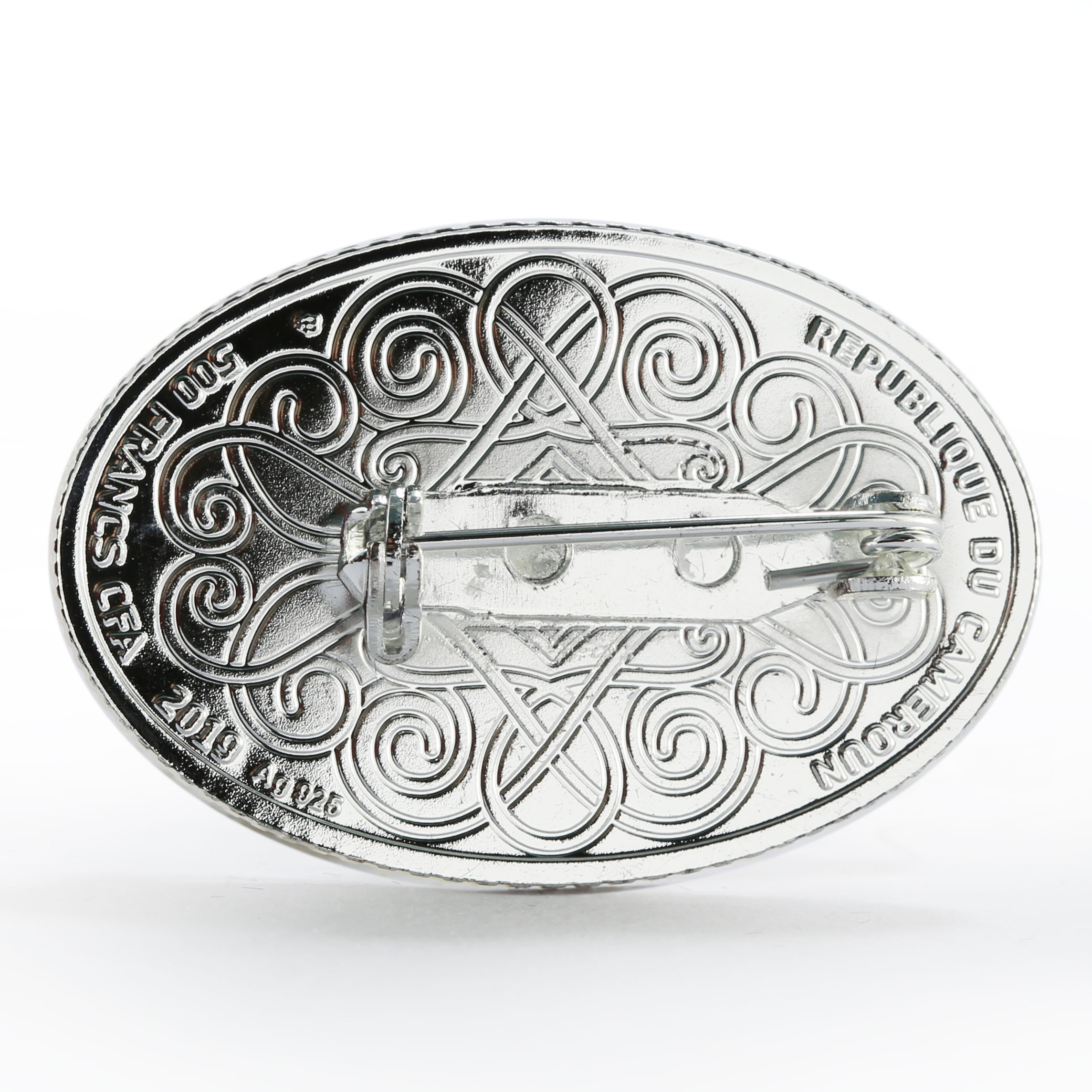 Cameroon 500 francs Royal Broch with Jeweler's Insert silver coin 2019