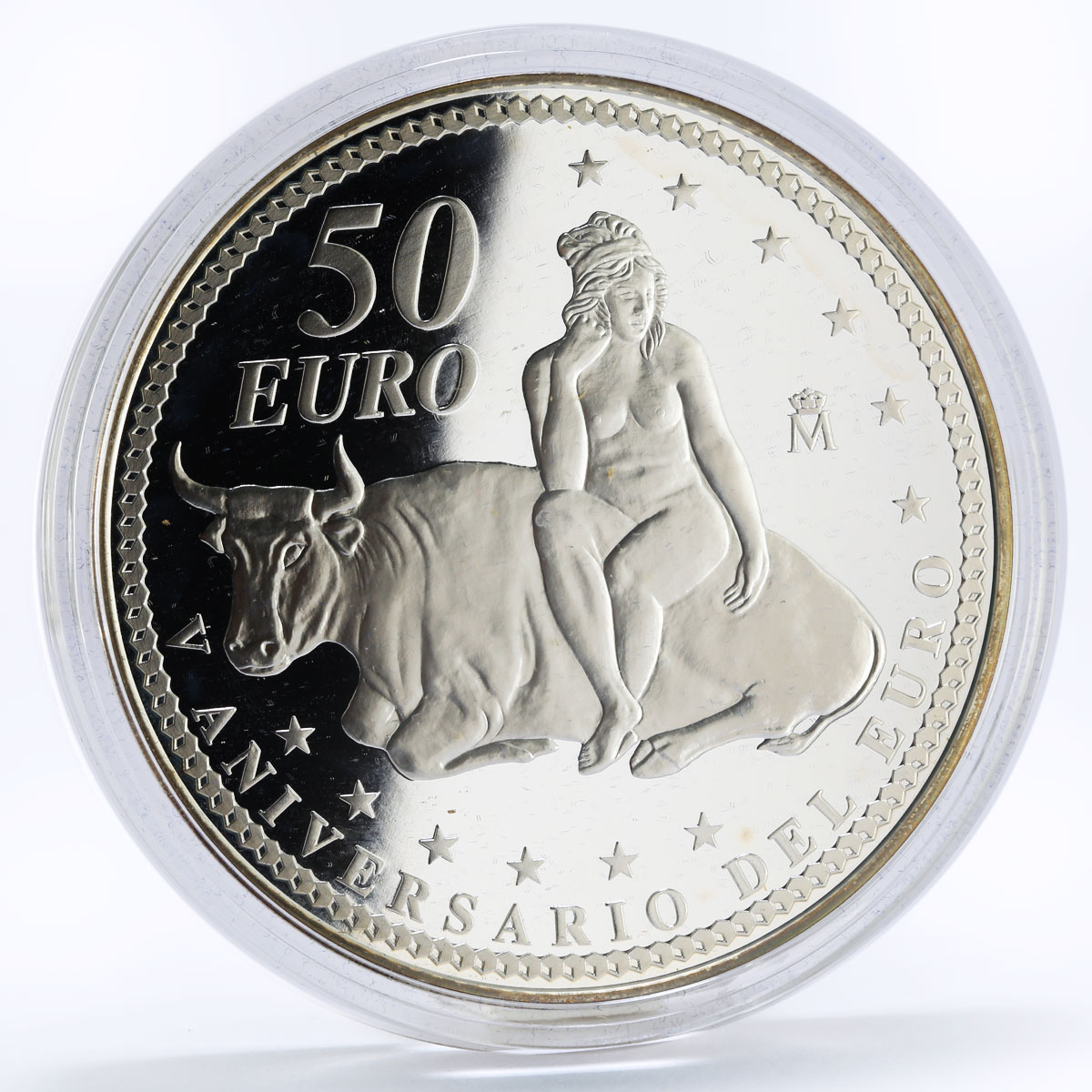Spain 50 euro 5th Anniversary of the Euro proof silver coin 2007