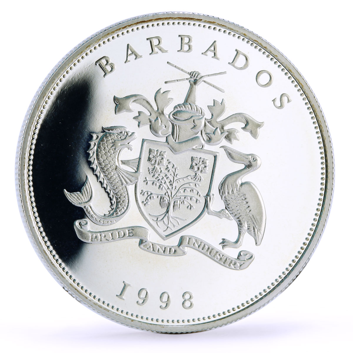 Barbados 10 dollars West Indies University Pelican Bird proof silver coin 1998