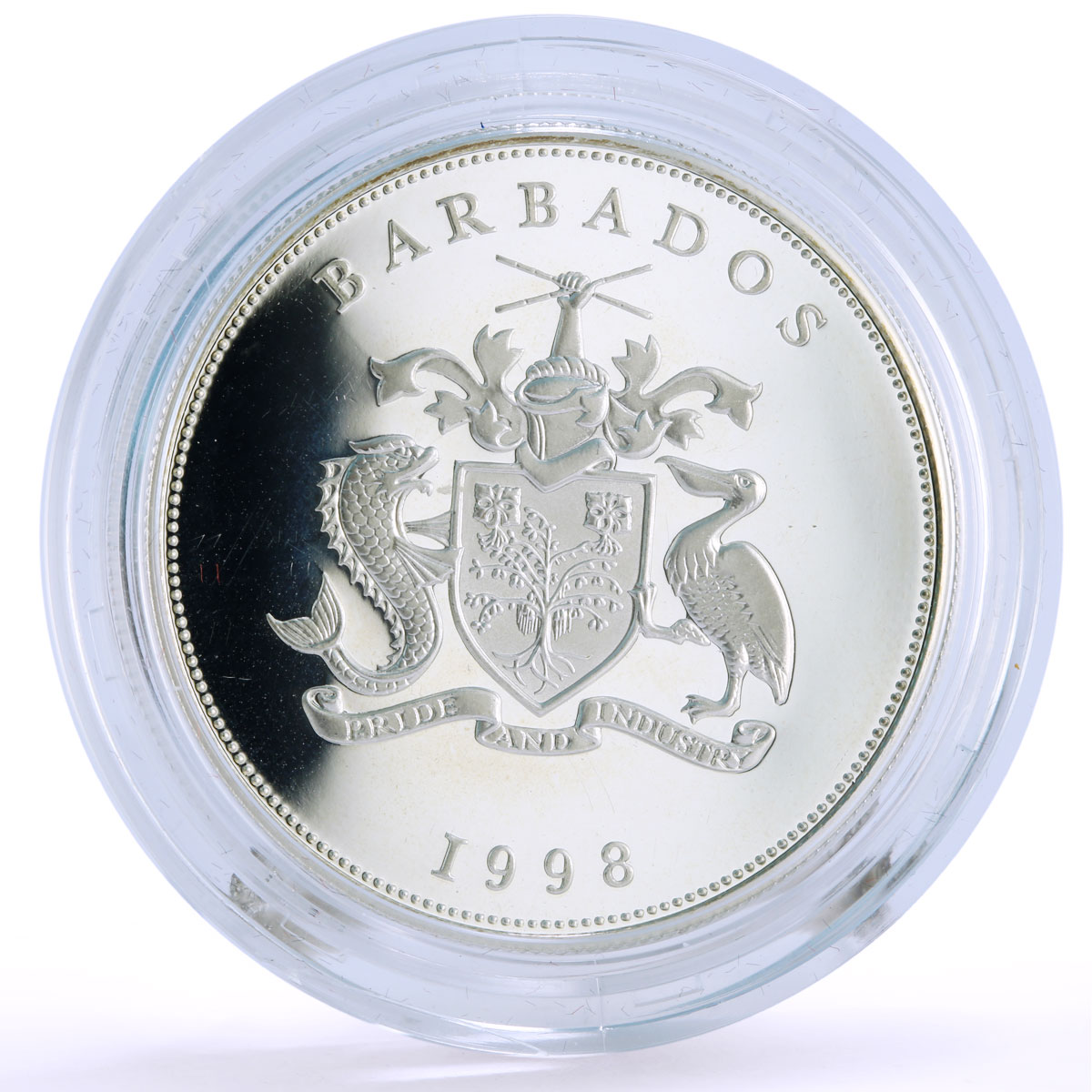 Barbados 10 dollars West Indies University Pelican Bird proof silver coin 1998