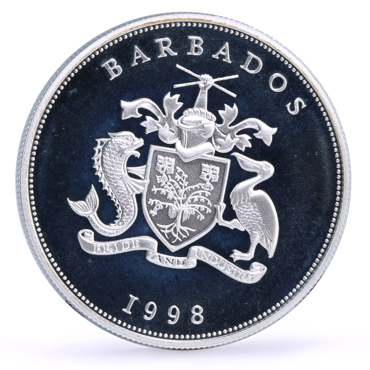 Barbados 10 dollars West Indies University Pelican Bird proof silver coin 1998