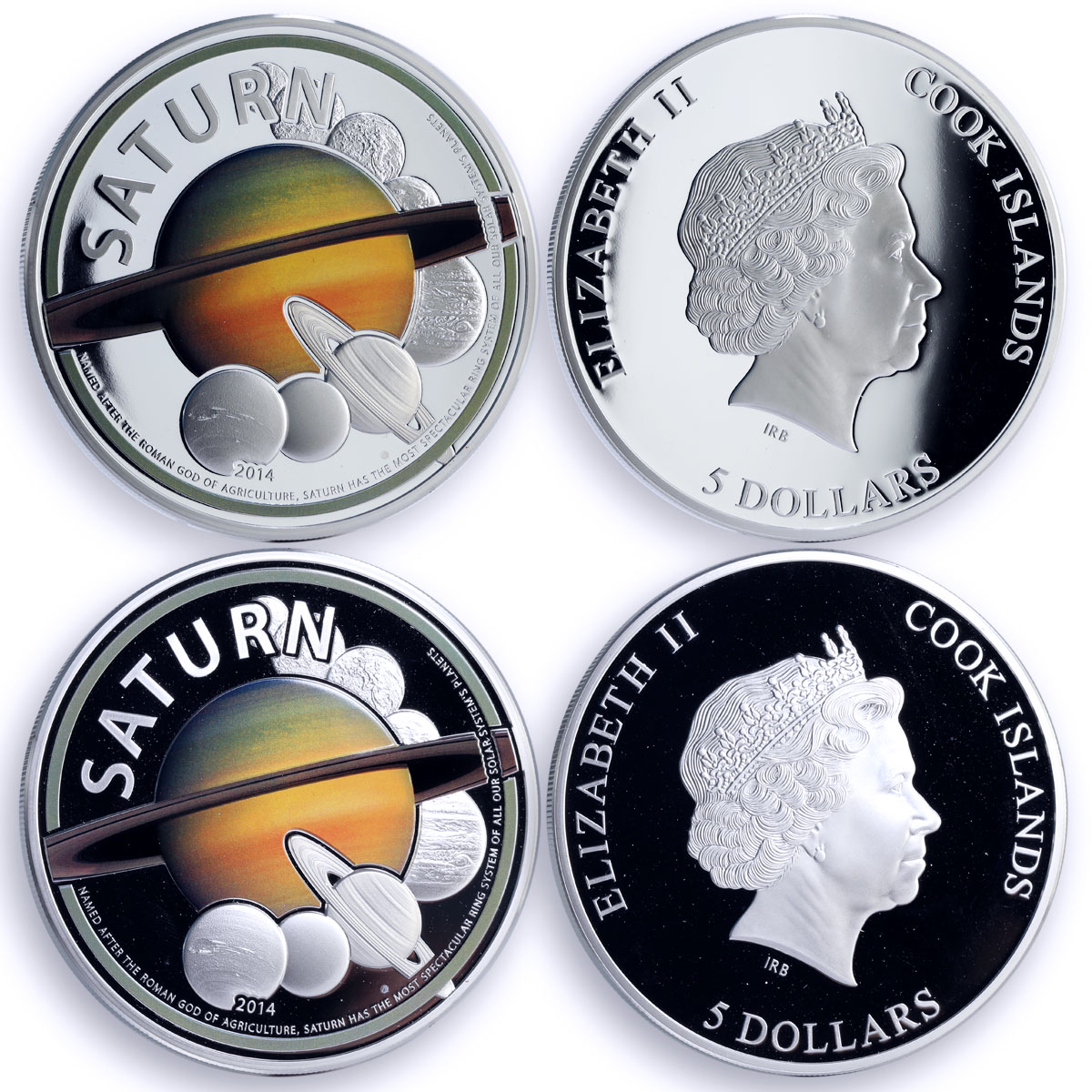 Cook Islands set of 8 coins The Wonders of the Planets colored copper coins 2014