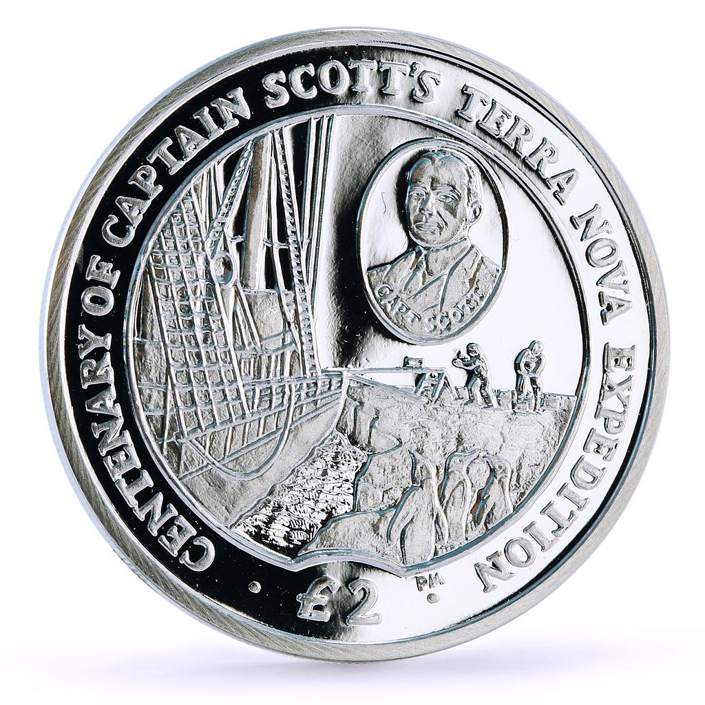 British Antarctic 2 pounds Scott Terra Nova Expedition Ship silver coin 2012