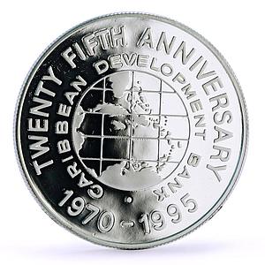 Jamaica 25 dollars 25th Anniversary Caribbean Development Bank silver coin 1995