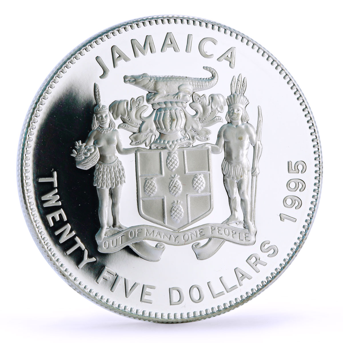 Jamaica 25 dollars 25th Anniversary Caribbean Development Bank silver coin 1995