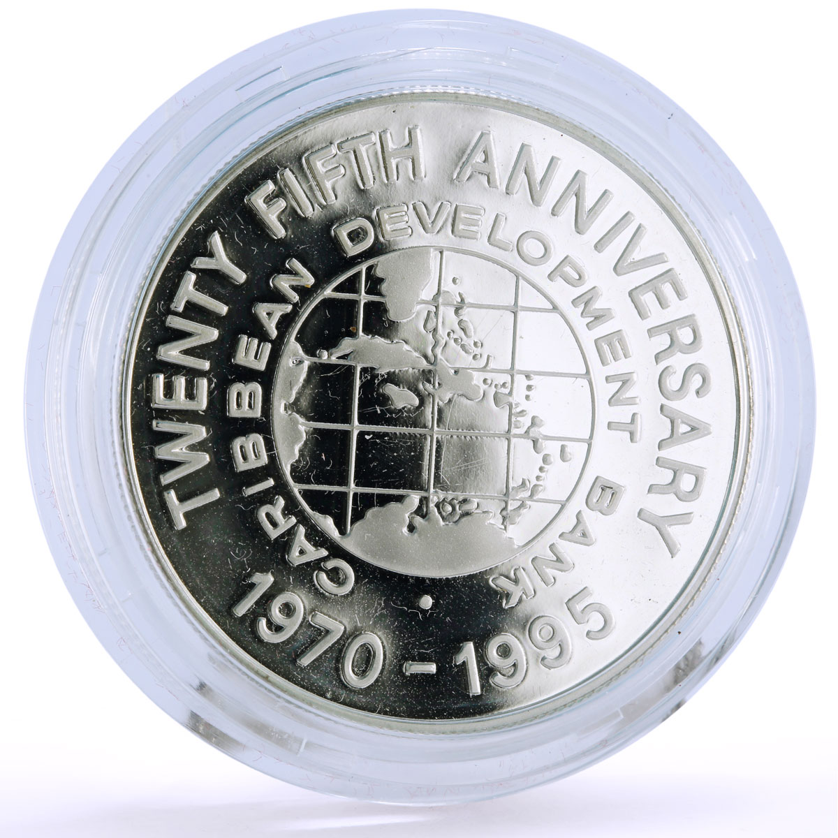 Jamaica 25 dollars 25th Anniversary Caribbean Development Bank silver coin 1995