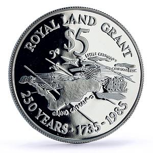 Cayman Islands 5 dollars Royal Land Grant Ship Clipper proof silver coin 1985