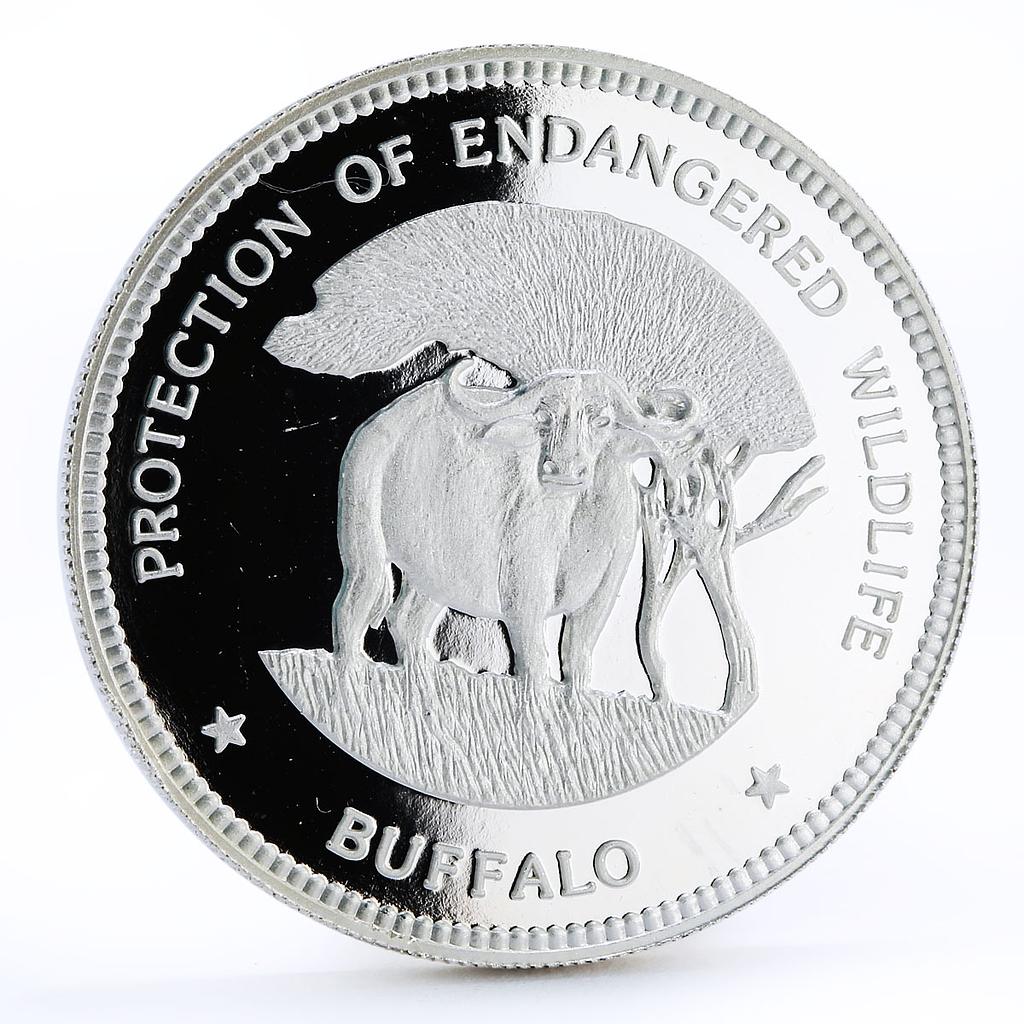 Equatorial Guinea 7000 francos Endangered Nature series Buffalo silver coin 1993