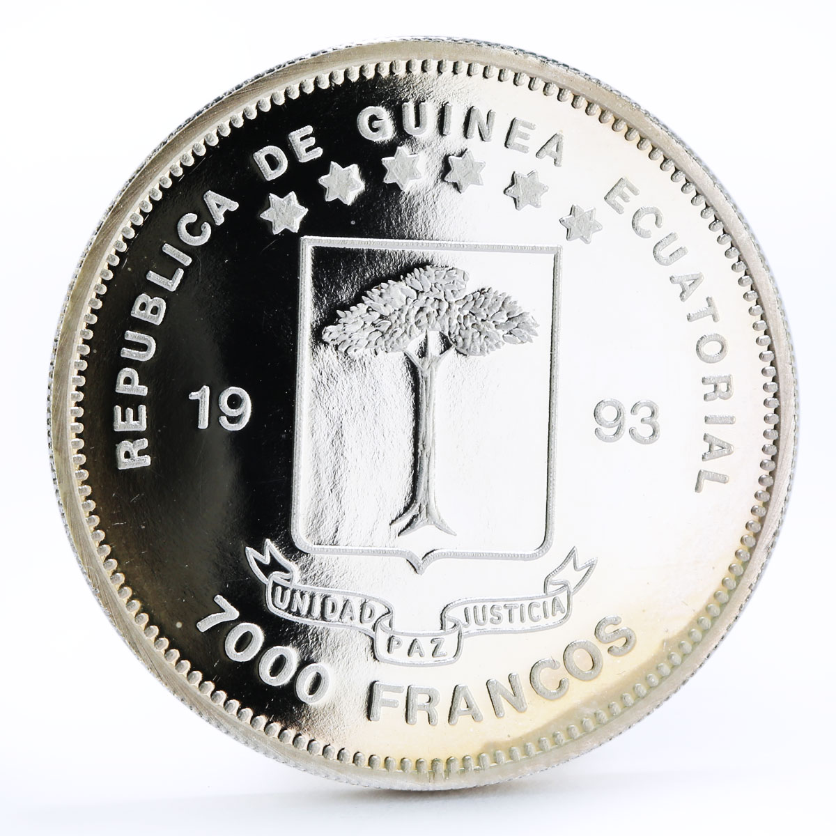 Equatorial Guinea 7000 francos Endangered Nature series Buffalo silver coin 1993
