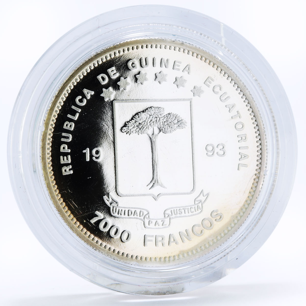 Equatorial Guinea 7000 francos Endangered Nature series Buffalo silver coin 1993