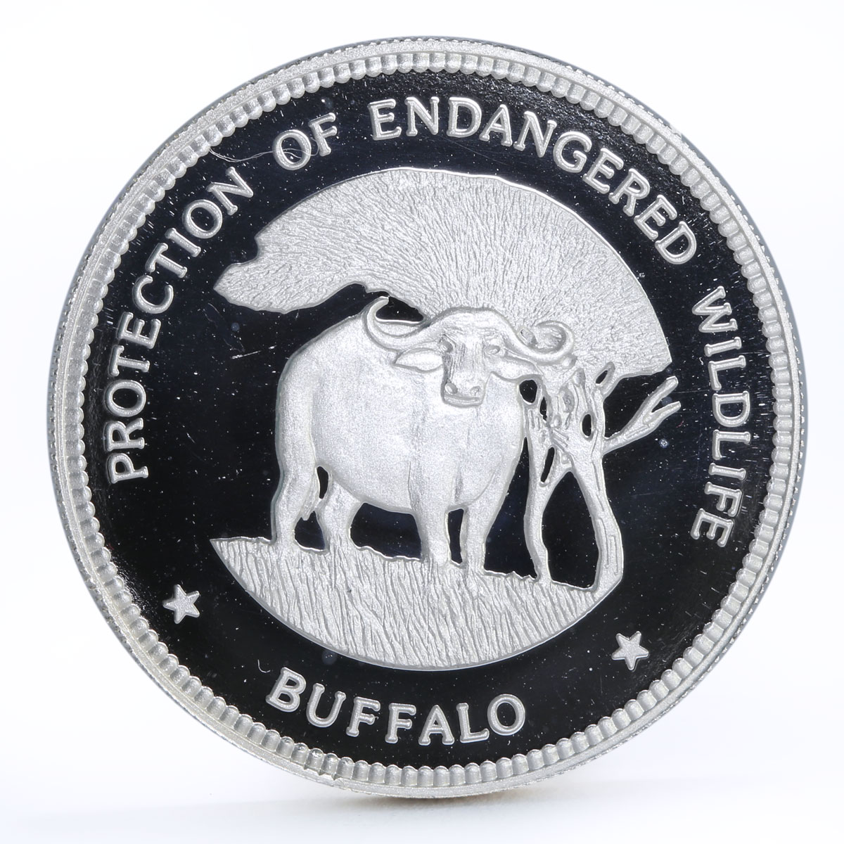Equatorial Guinea 7000 francos Endangered Nature series Buffalo silver coin 1993