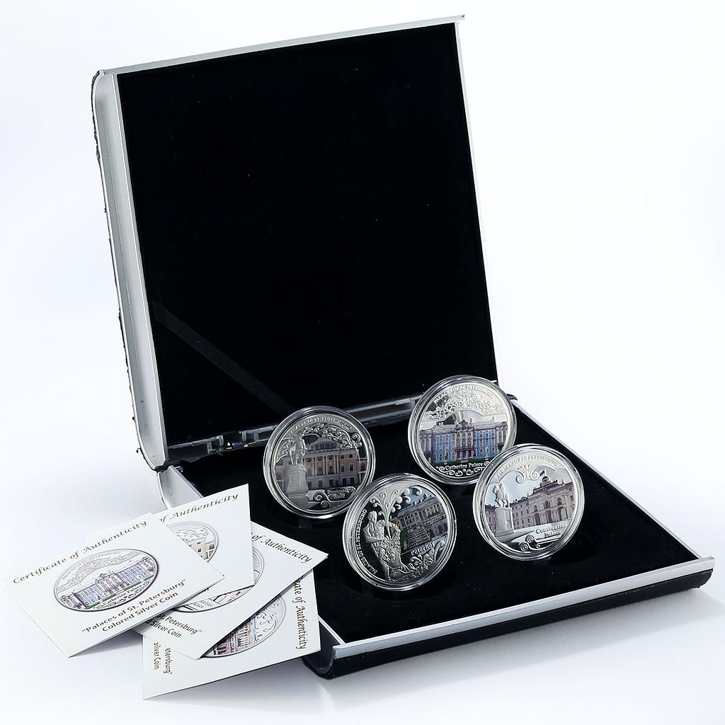 Malawi set 4 coins Palaces of Saint Petersburg colored silver coins 2010