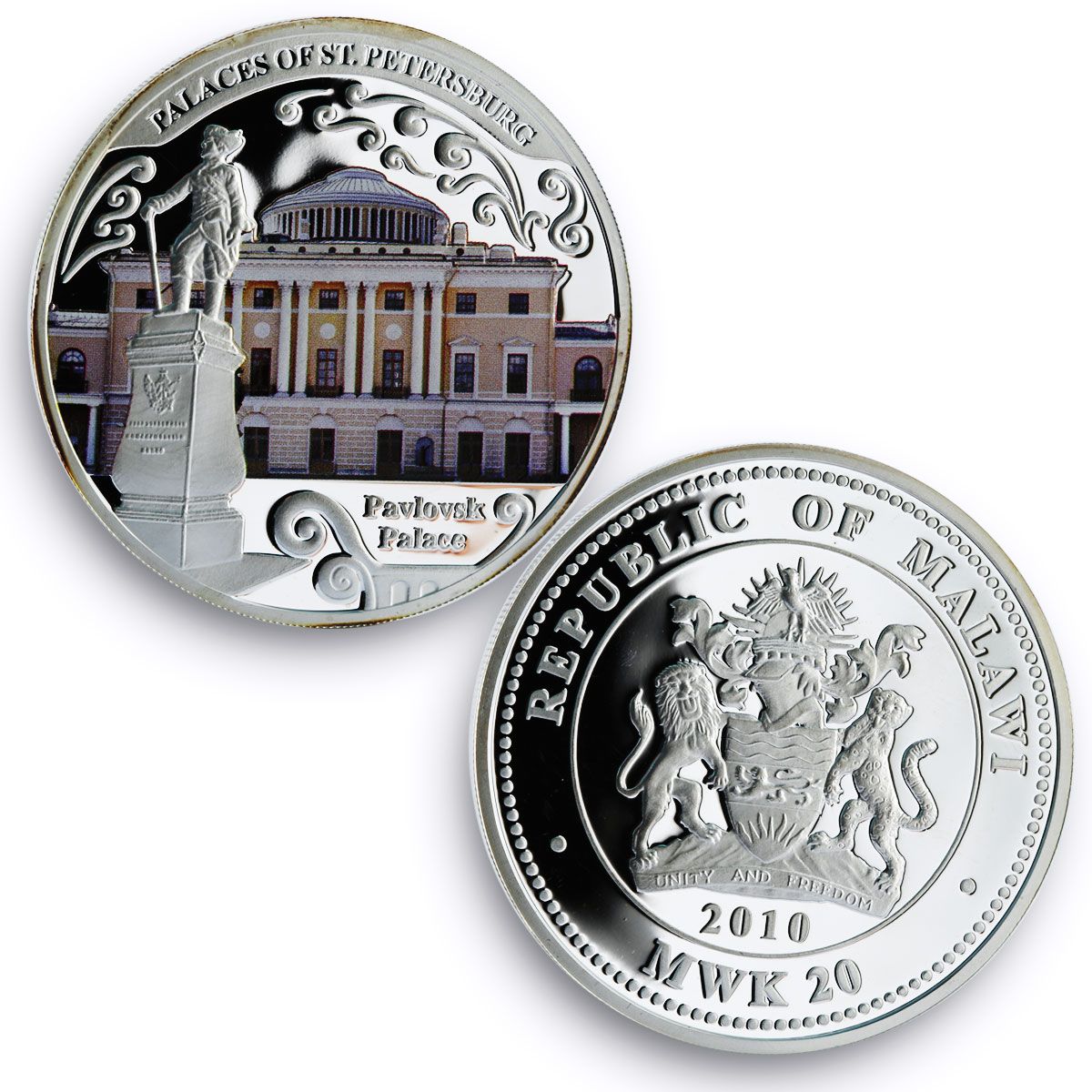 Malawi set 4 coins Palaces of Saint Petersburg Russia colored silver coins 2010