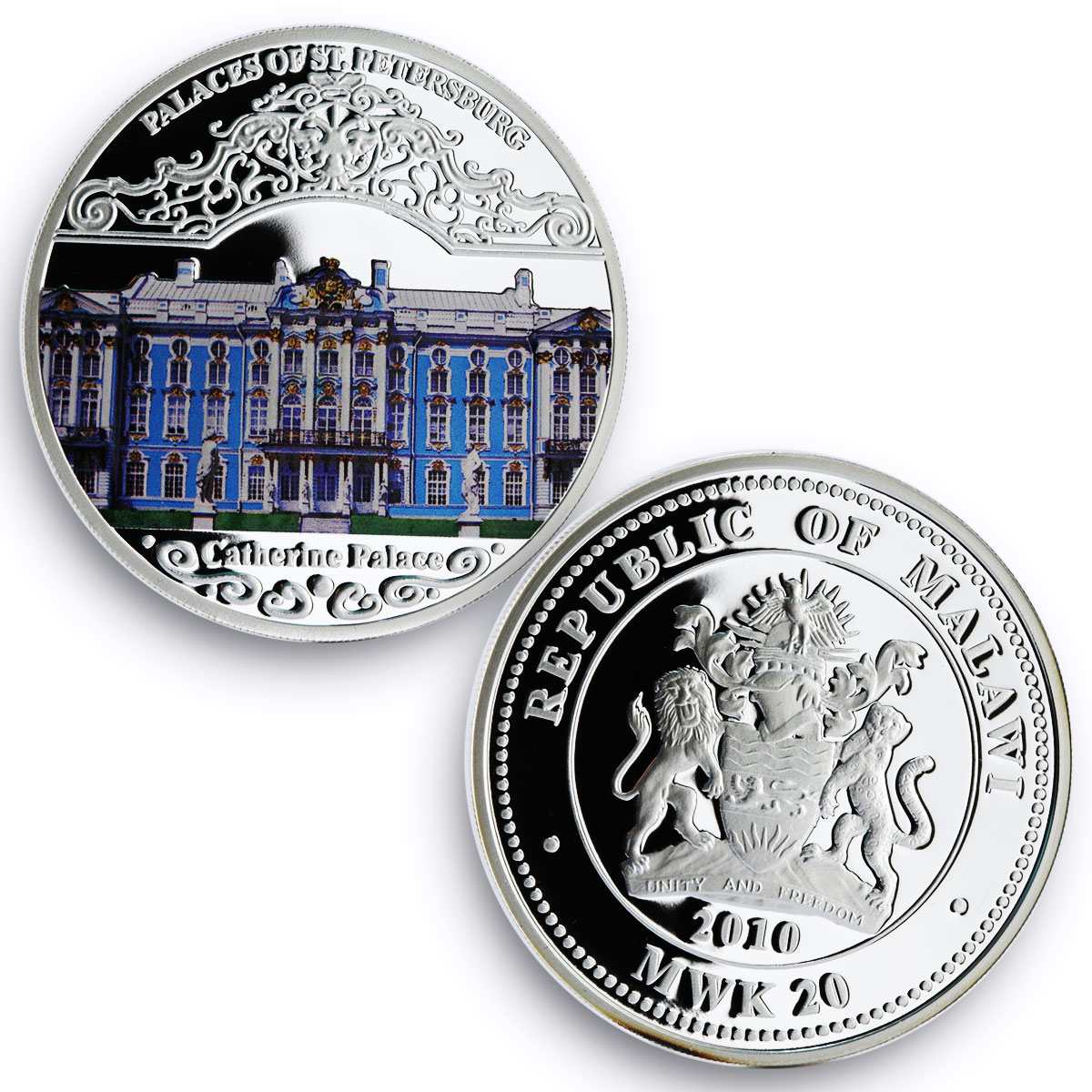 Malawi set 4 coins Palaces of Saint Petersburg Russia colored silver coins 2010
