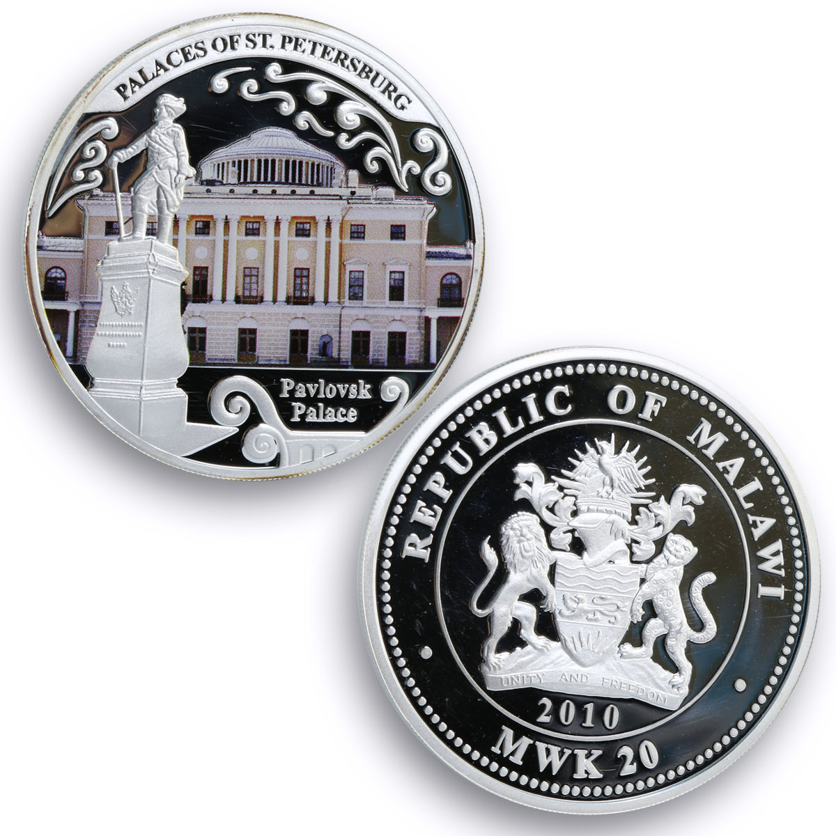 Malawi set 4 coins Palaces of Saint Petersburg Russia colored silver coins 2010