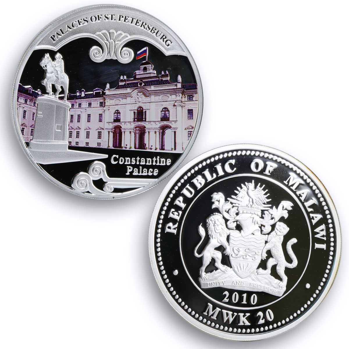 Malawi set 4 coins Palaces of Saint Petersburg Russia colored silver coins 2010