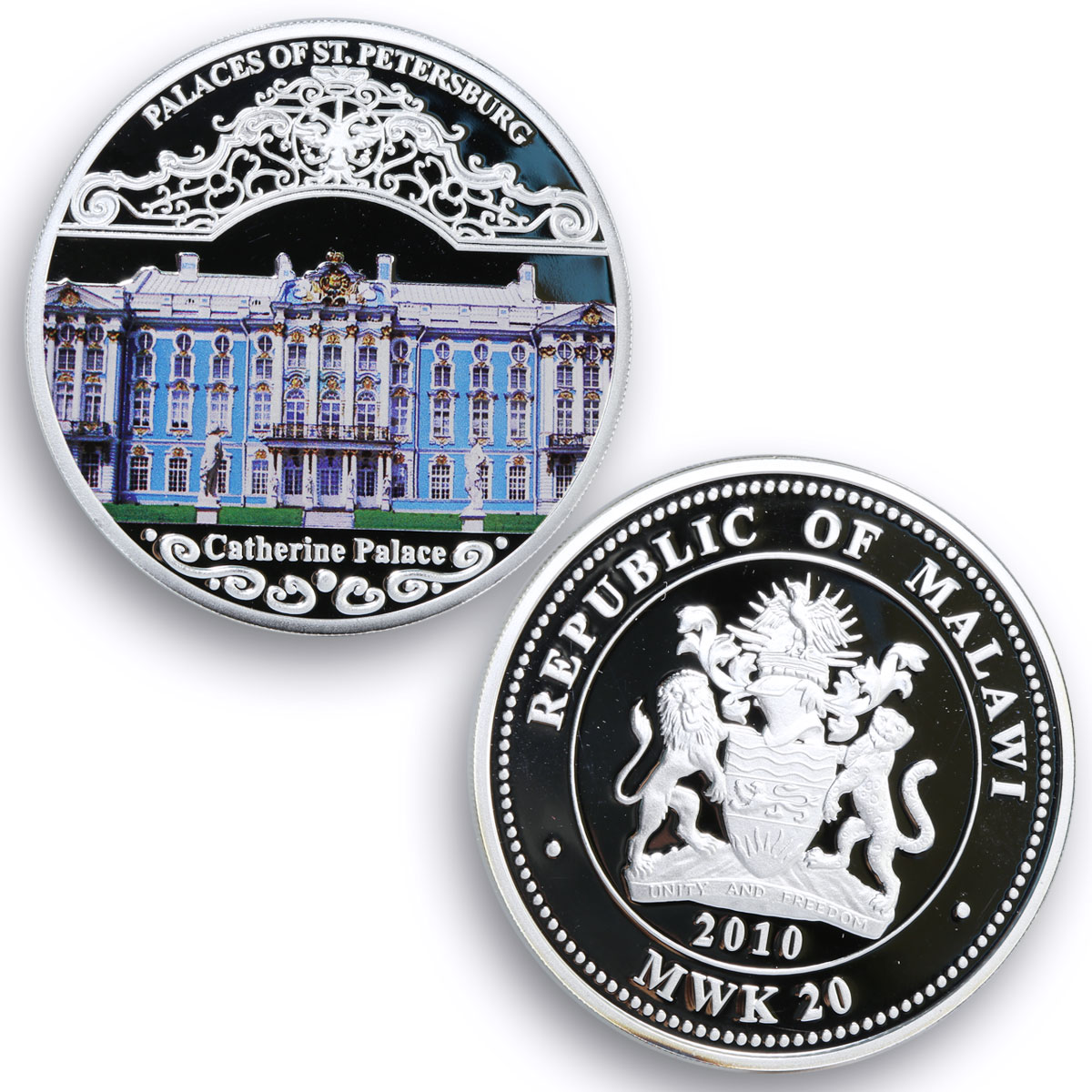 Malawi set 4 coins Palaces of Saint Petersburg Russia colored silver coins 2010