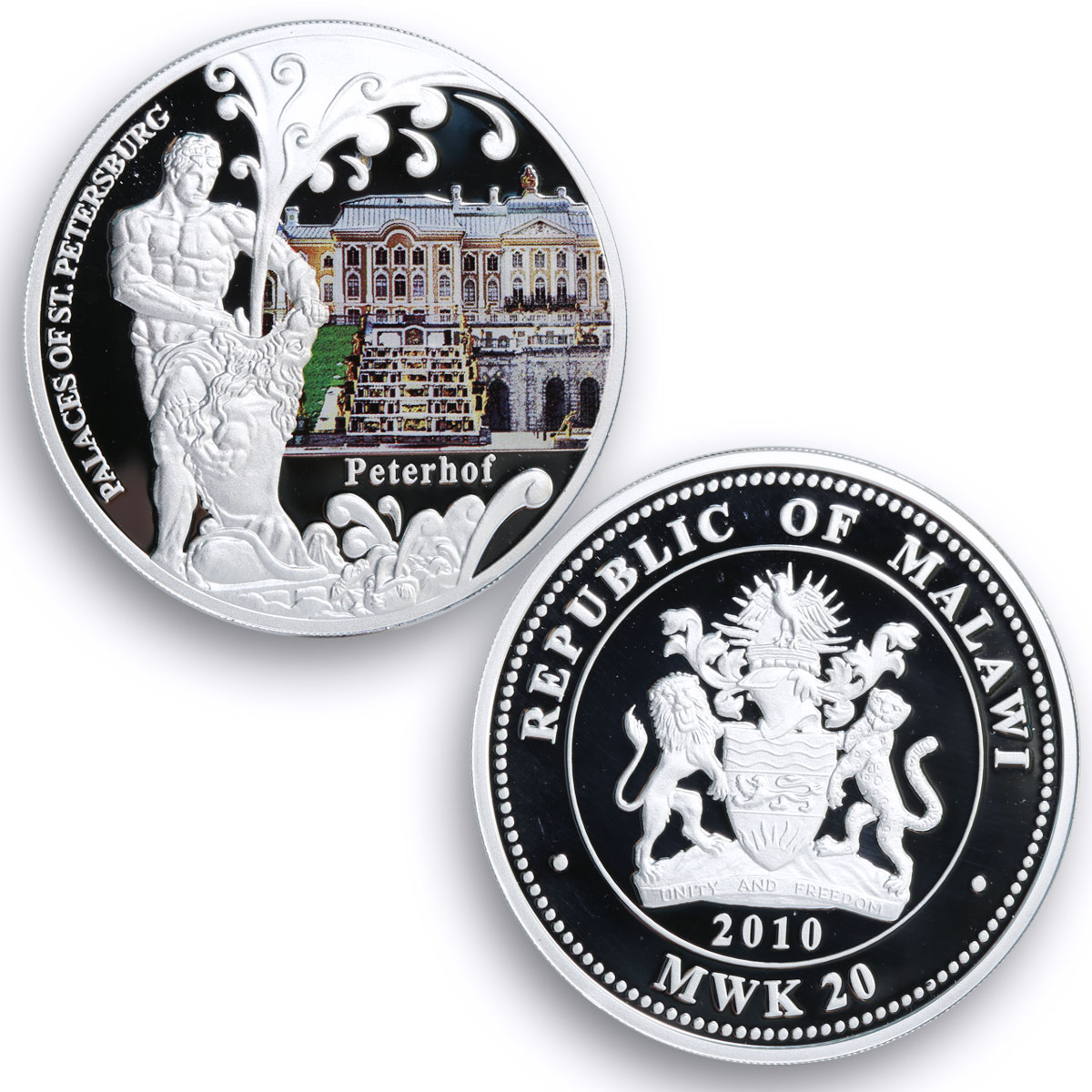 Malawi set 4 coins Palaces of Saint Petersburg Russia colored silver coins 2010