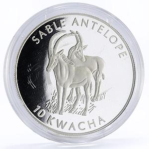 Malawi 10 kwacha Antelopes of Africa series Sable Antelope silver coin 2002