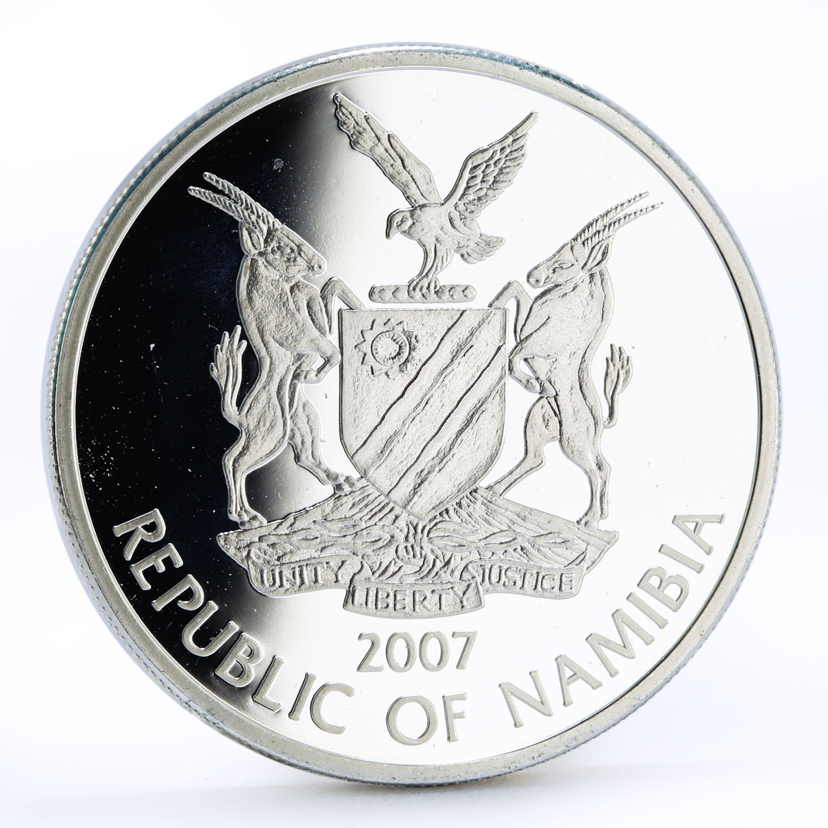 Namibia 10 dollars Endangered Wildlife series Zebra proof silver coin 2007