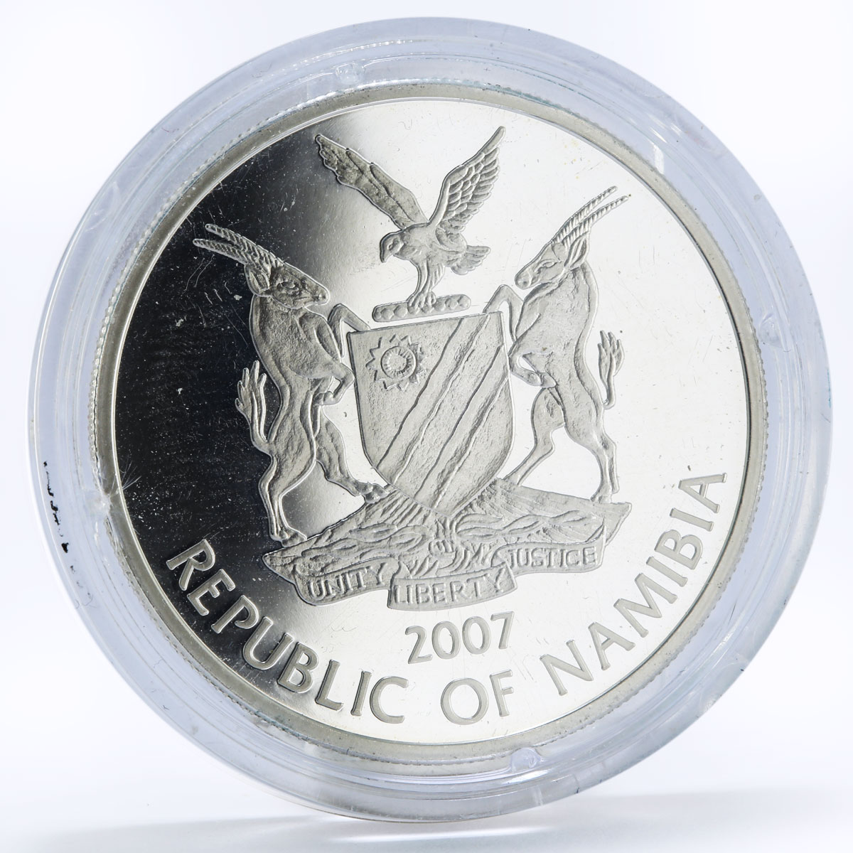 Namibia 10 dollars Endangered Wildlife series Zebra proof silver coin 2007