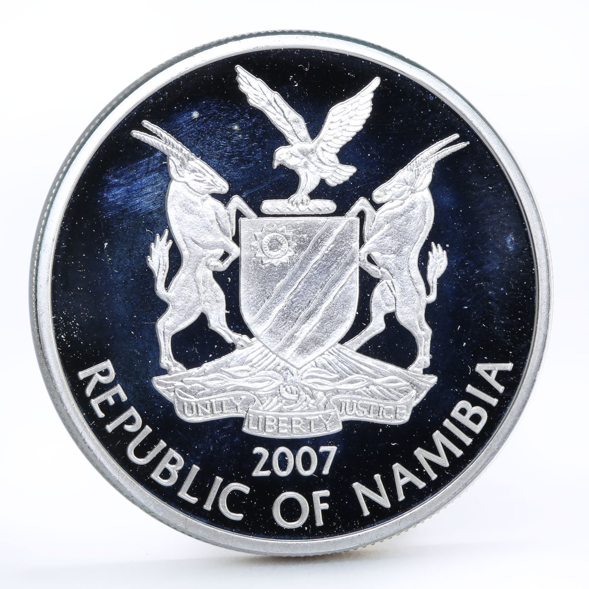 Namibia 10 dollars Endangered Wildlife series Zebra proof silver coin 2007