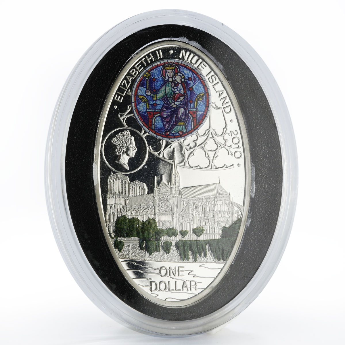 Niue 1 dollar Gothic Cathedrals series Notre Dam de Paris proof silver coin 2010