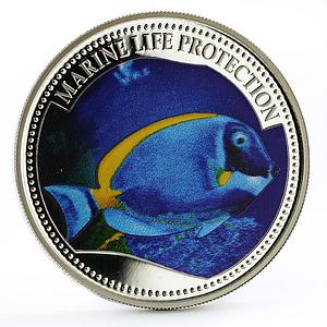 Palau 5 dollars Marine Life Protection series Surgeon Fish silver coin 2007