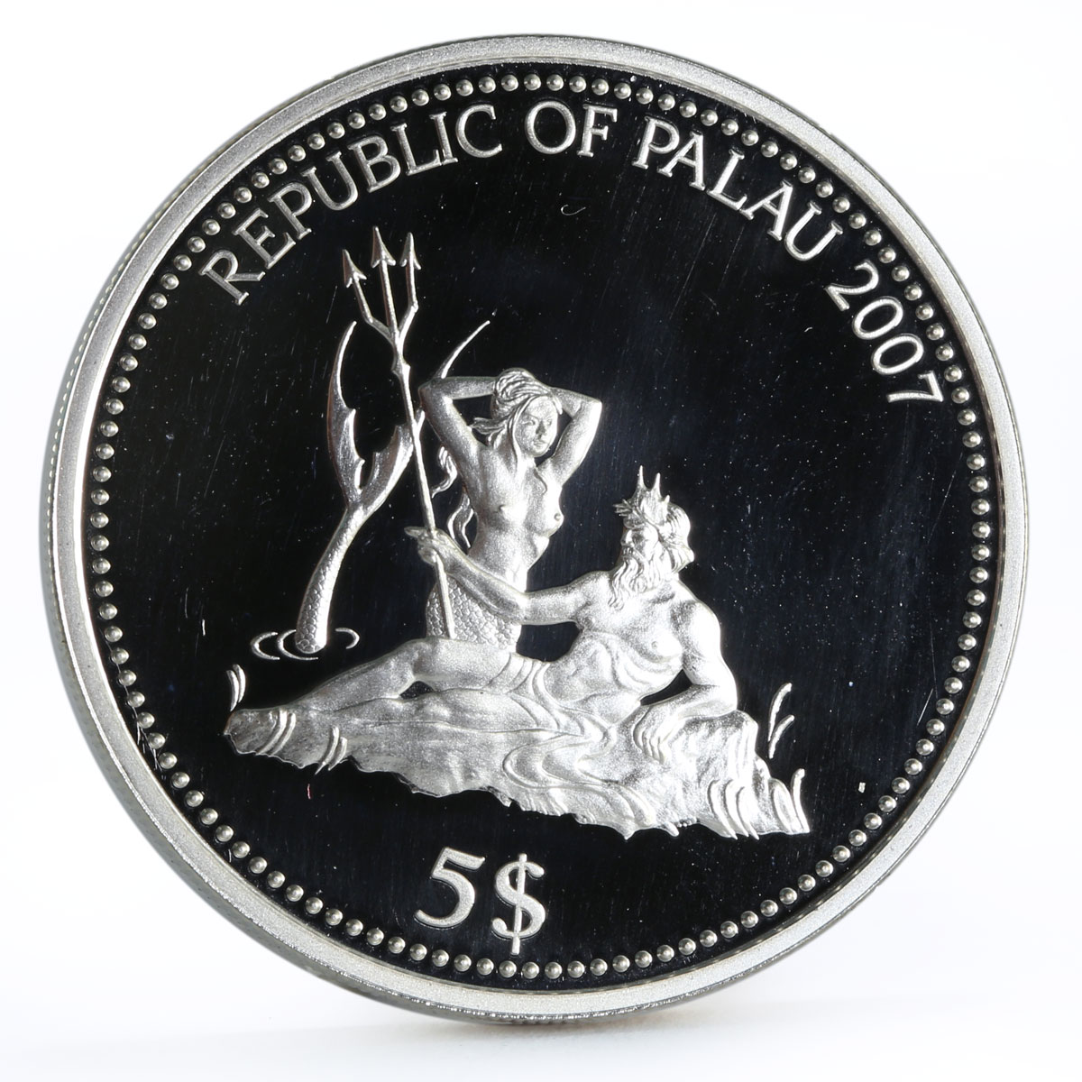 Palau 5 dollars Marine Life Protection series Surgeon Fish silver coin 2007