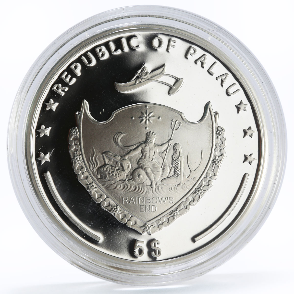 Palau 5 dollars Merry Christmas series Shooting Star gilded silver coin 2010