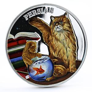 Rwanda 500 francs Cats series Persian Cat Books colored silver coin 2011