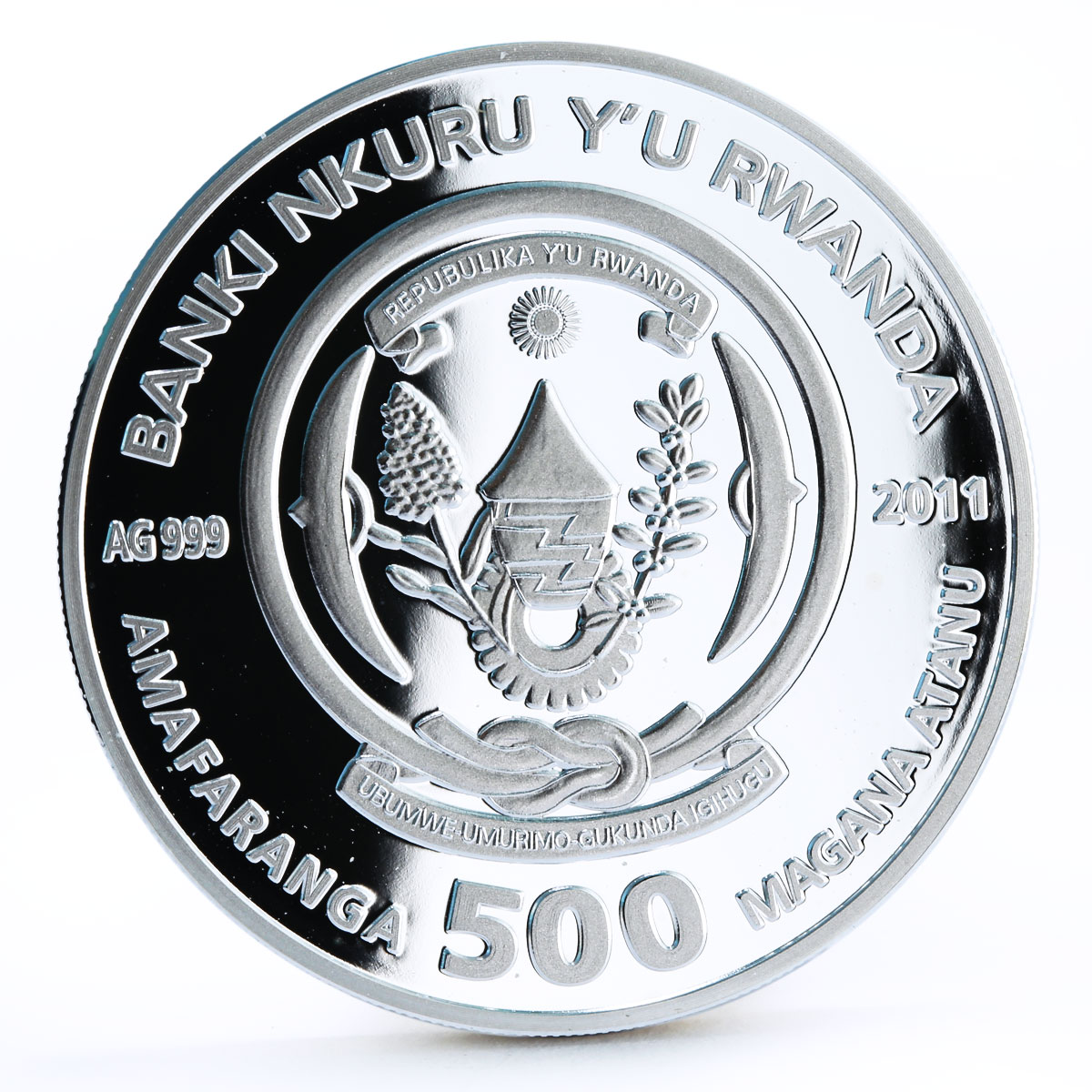 Rwanda 500 francs Cats series Persian Cat Books colored silver coin 2011