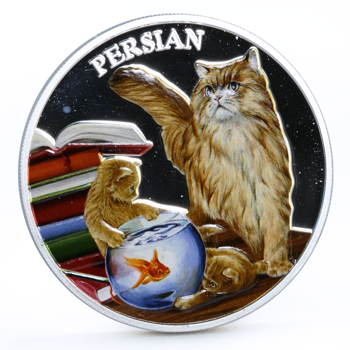 Rwanda 500 francs Cats series Persian Cat Books colored silver coin 2011