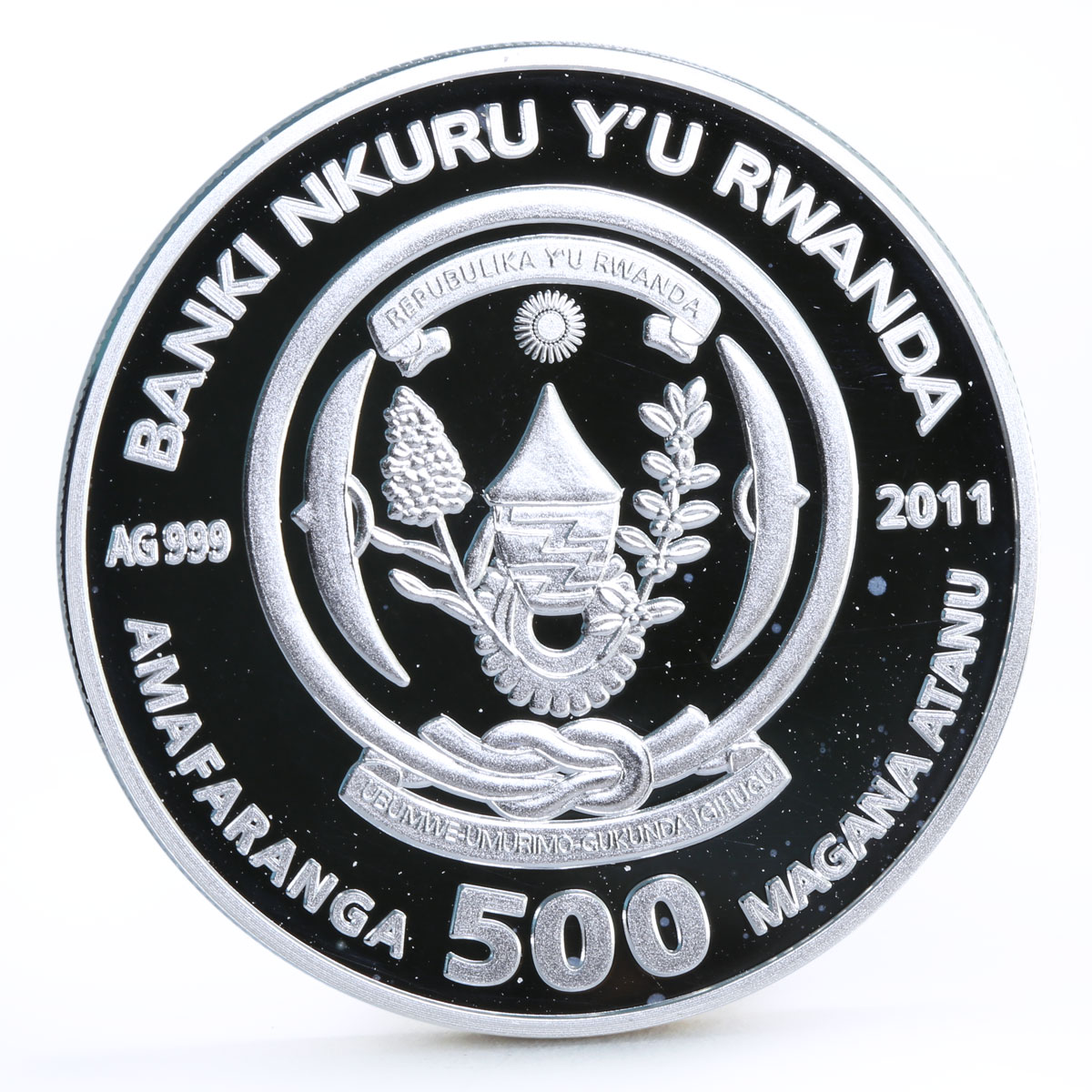 Rwanda 500 francs Cats series Persian Cat Books colored silver coin 2011