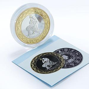 Tokelau 5 dollars Zodiac Signs series Aquarius gilded silver coin 2012