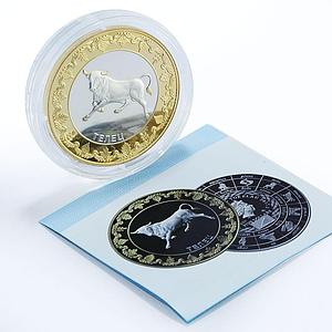 Tokelau 5 dollars Zodiac Signs series Taurus gilded silver coin 2012