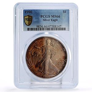United States 1 dollar Silver Eagle Walking Liberty MS66 PCGS silver coin 1990