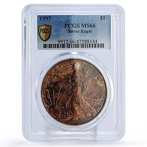 United States 1 dollar Silver Eagle Walking Liberty MS66 PCGS silver coin 1997