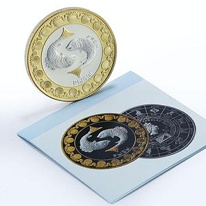 Tokelau 5 dollars Zodiac Signs series Pisces gilded silver coin 2012