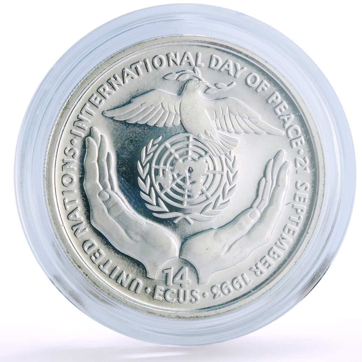 Bosnia and Herzegovina 14 ecu International Day of Peace Dove Bird silver 1993