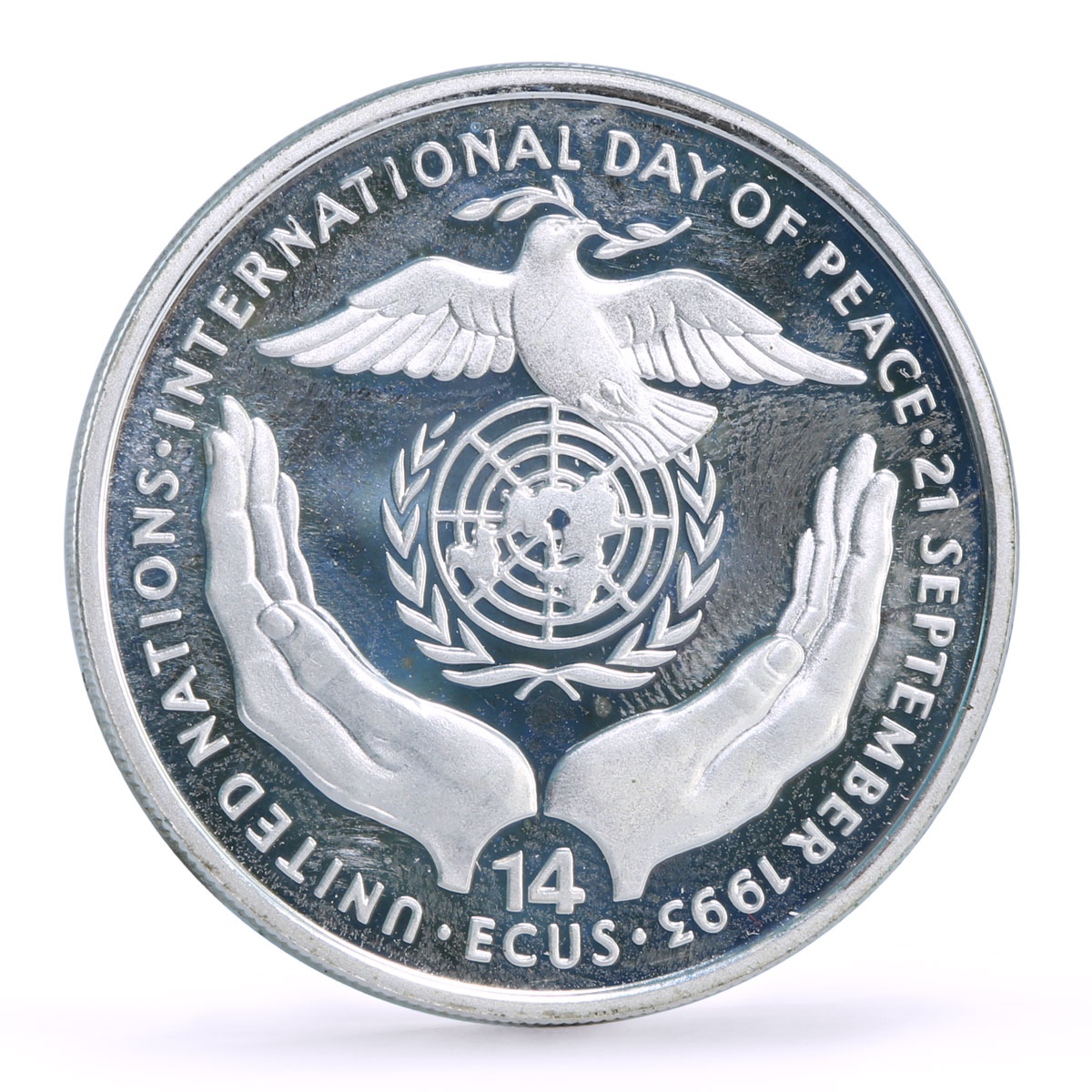 Bosnia and Herzegovina 14 ecu International Day of Peace Dove Bird silver 1993