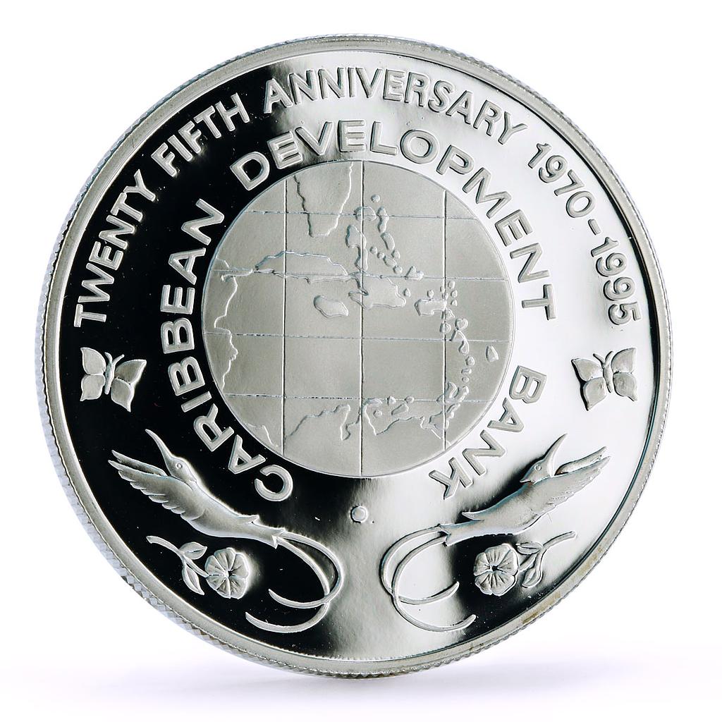 Bahamas 10 dollars 25th Anniversary Caribbean Development Bank silver coin 1995