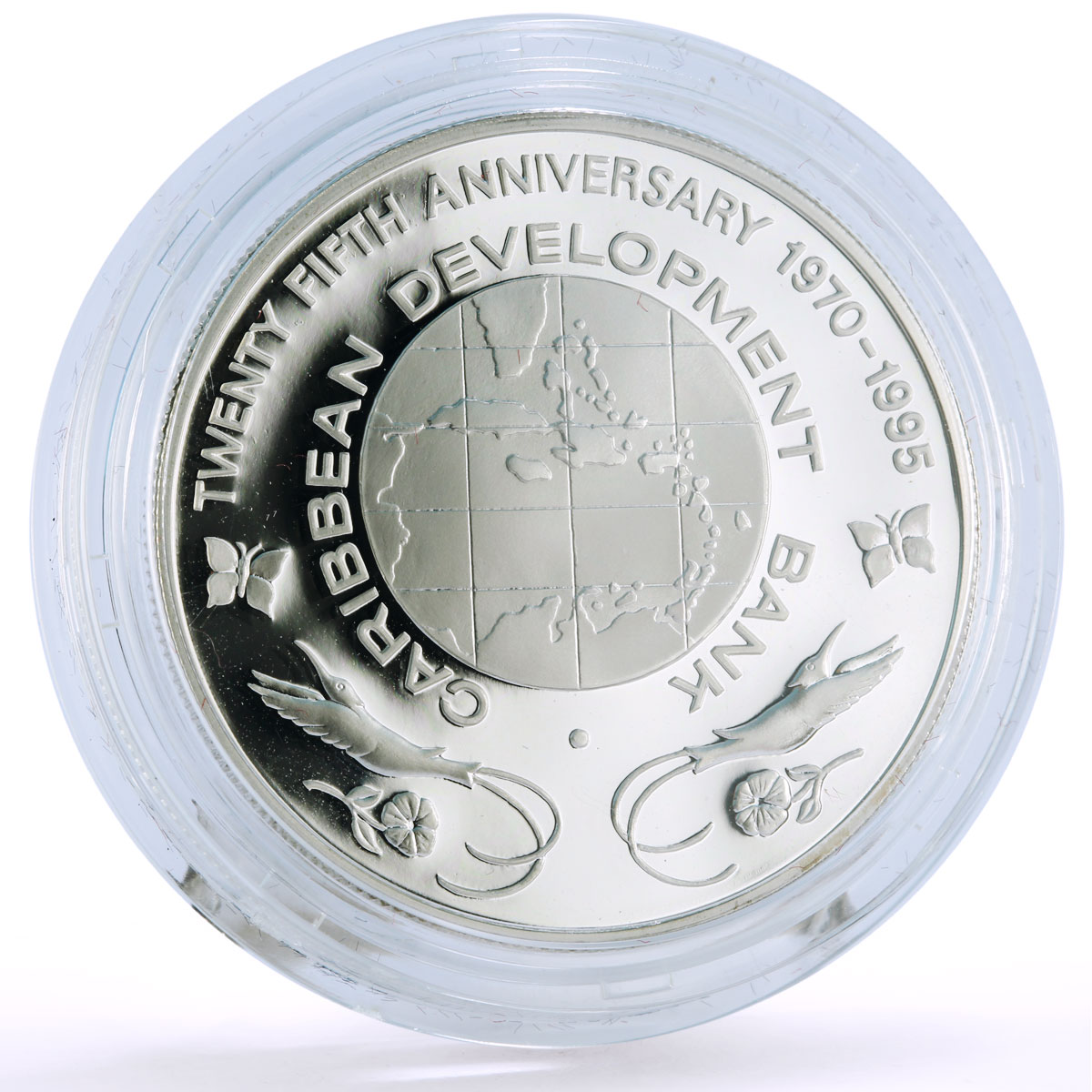Bahamas 10 dollars 25th Anniversary Caribbean Development Bank silver coin 1995
