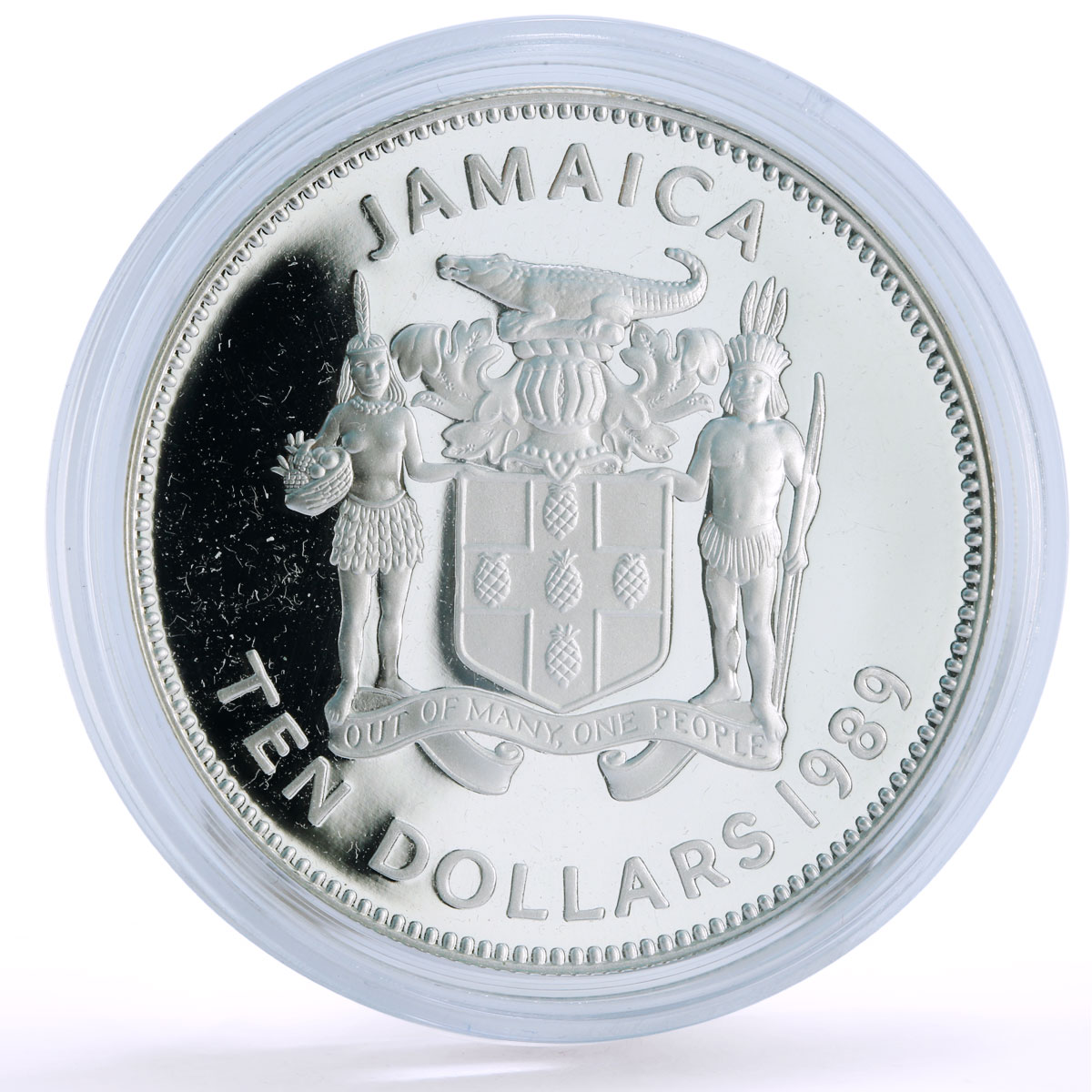 Jamaica 10 dollars Discovering of the New World Columbus Ship silver coin 1989